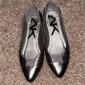 Anne Klein Pointed Toe Flats - Gray metallic - 8